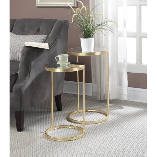 Convenience Concepts Gold Coast Nesting Mirror End Tables In Convenience Concepts Gold Coast Nesting Mirror End Tables In