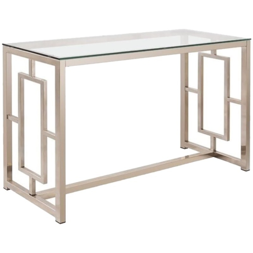 COASTER  Cairns Glass Top Console Table In Nickel And Clear