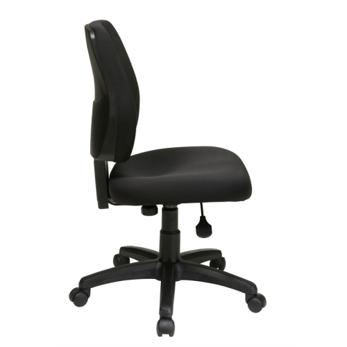 Task Office Chair with Ratchet Back Height Adjustment in Coal Black Fabric