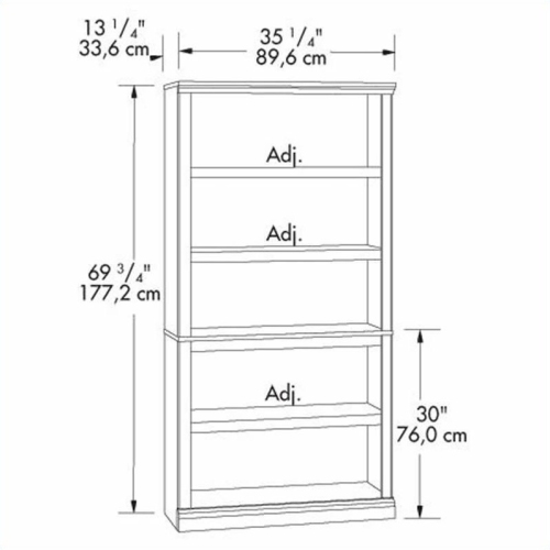 Sauder Select 5 Shelf Bookcase in Oiled Oak