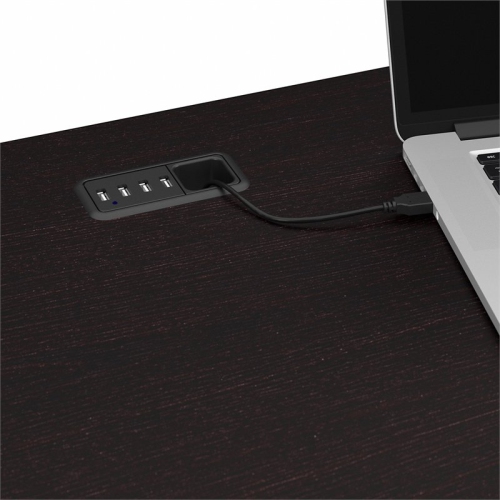 Cabot L Desk with Hutch & Lateral File Cabinet in Espresso Oak - Engineered Wood