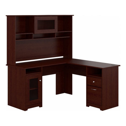 Cabot L Shaped Desk with Hutch in Harvest Cherry - Engineered Wood