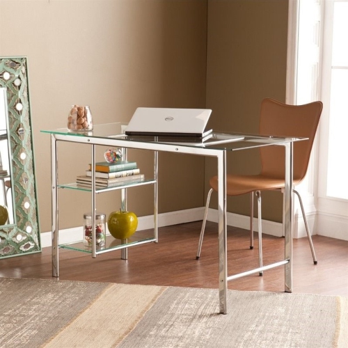 SEI Furniture Oslo Glass Desk in Chrome