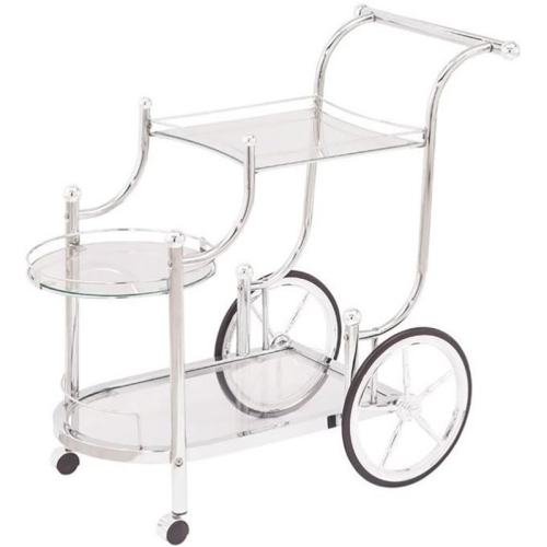 Coaster 3 Tier Glass Top Serving Cart in Chrome