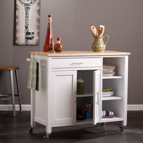 SOUTHERN ENTERPRISES  Sei Furniture Martinville Kitchen Cart In In White