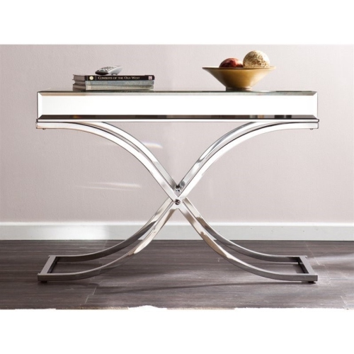 SEI Furniture Ava Mirrored Console Table in Chrome