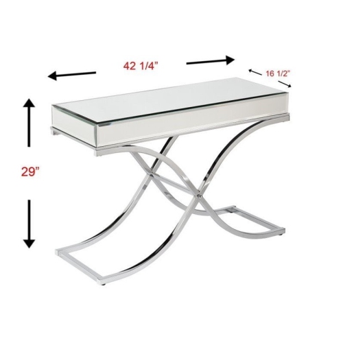 SEI Furniture Ava Mirrored Console Table in Chrome