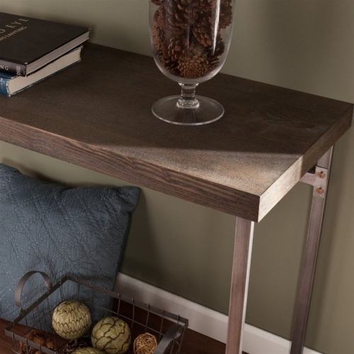 SEI Furniture Nolan Console Table in Weathered Burnt Oak