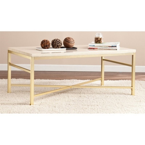 SOUTHERN ENTERPRISES  Sei Furniture Orinda Metal Coffee Table In Travertine