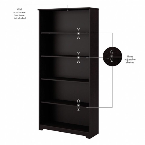 Cabot 5 Shelf Tall Bookcase in Espresso Oak - Engineered Wood