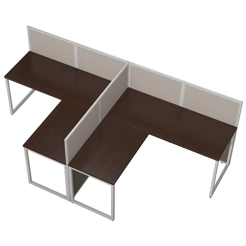 Bush Business Furniture Easy Office L Shaped Desk for 2 Mocha Cherry