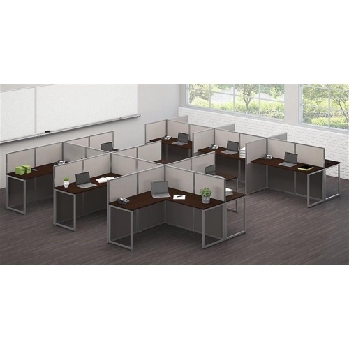 Bush Business Furniture Easy Office L Shaped Desk for 2 Mocha Cherry