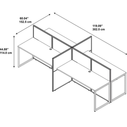 Bureau d’ordinateur en bois Easy Office de Bush Business Furniture pour quatre personnes au fini cerisier moka
