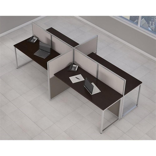Bureau d’ordinateur en bois Easy Office de Bush Business Furniture pour quatre personnes au fini cerisier moka