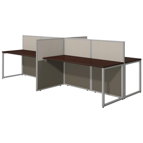 Bureau d’ordinateur en bois Easy Office de Bush Business Furniture pour quatre personnes au fini cerisier moka