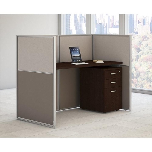 BBF  Bush Business Furniture Easy Office 3 Drawer Wood Computer Desk In Mocha Cherry