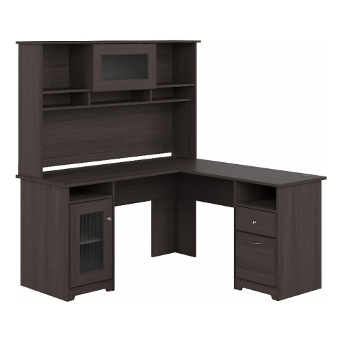 Cabot L Shaped Desk with Hutch in Heather Gray - Engineered Wood