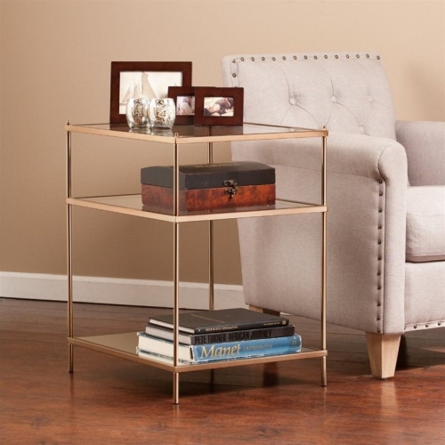 SOUTHERN ENTERPRISES Sei Furniture Knox Glass Side Table In Metallic Gold