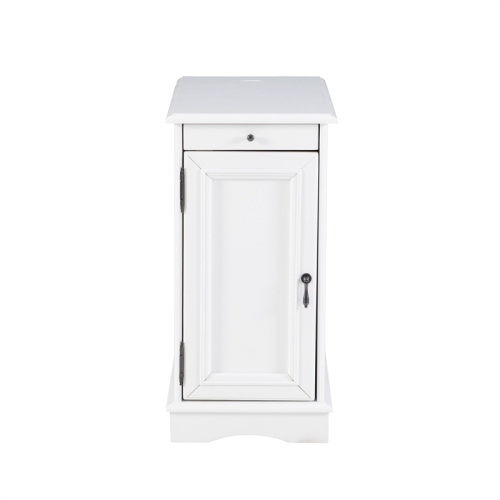 Linon Butler Wood Accent Table with USB in White