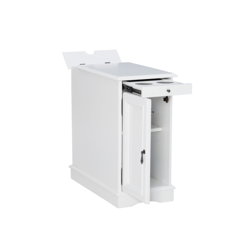 Linon Butler Wood Accent Table with USB in White