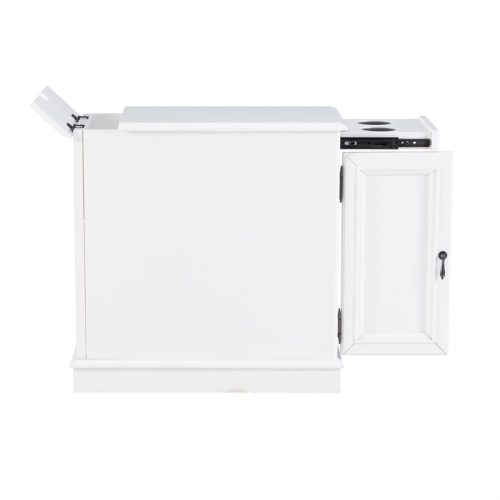 Linon Butler Wood Accent Table with USB in White