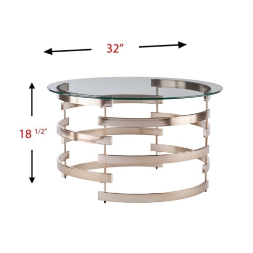 SEI Furniture Belmar Round Coffee Table in Champagne