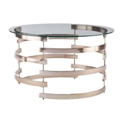 SEI Furniture Belmar Round Coffee Table in Champagne
