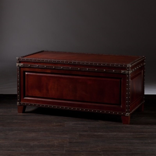 SEI Furniture Amherst Trunk Coffee Table in Dark Cherry