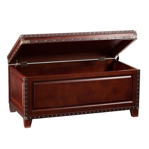 SEI Furniture Amherst Trunk Coffee Table in Dark Cherry