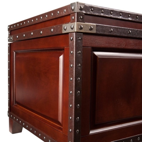 SEI Furniture Amherst Trunk Coffee Table in Dark Cherry