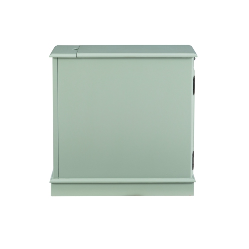 Linon Butler Wood Accent Table with USB in Aqua Blue