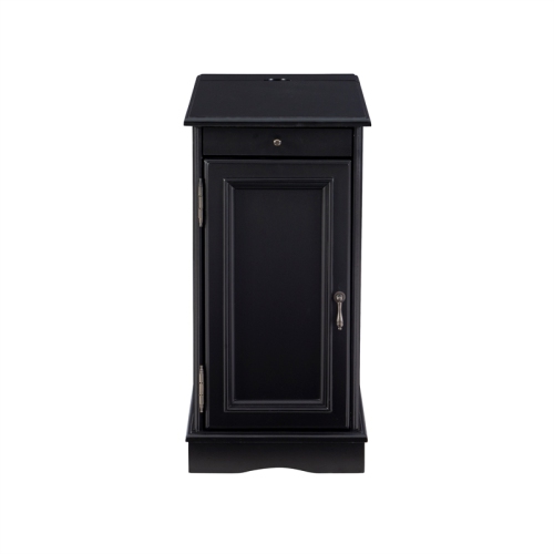 Linon Butler Wood Accent Table with USB in Black