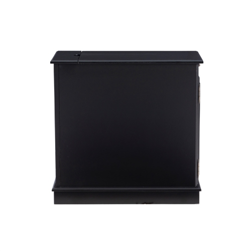 Linon Butler Wood Accent Table with USB in Black