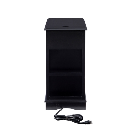 Linon Butler Wood Accent Table with USB in Black