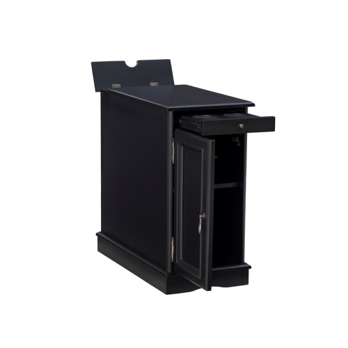 Linon Butler Wood Accent Table with USB in Black