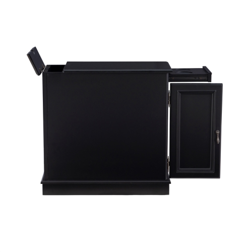 Linon Butler Wood Accent Table with USB in Black