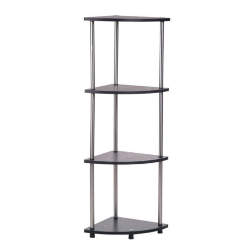 Convenience Concepts Designs2Go 4-Tier Corner Shelf in Black Wood Finish