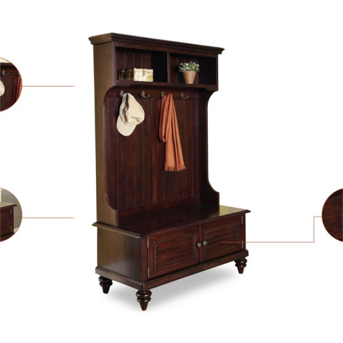 Homestyles Bermuda Wood Hall Tree in Brown