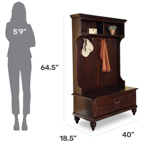 Homestyles Bermuda Wood Hall Tree in Brown