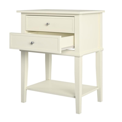 AMERIWOOD HOME  Franklin Accent Table With 2 Drawers In Soft White End table /  Nightstand