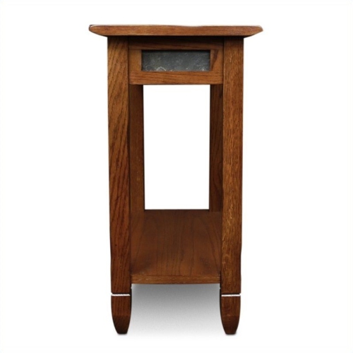 Leick Furniture Rustic Slate Chairside Small End Table in Rustic Oak