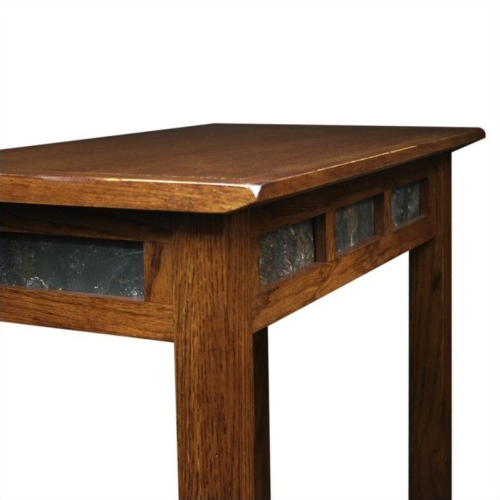 Leick Furniture Rustic Slate Chairside Small End Table in Rustic Oak