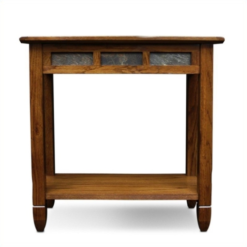 Leick Furniture Rustic Slate Chairside Small End Table in Rustic Oak