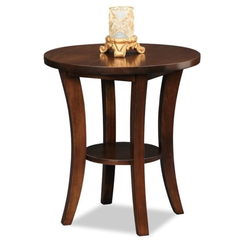 LEICK FURNITURE  Boa Round Wood End Table In Chocolate Cherry