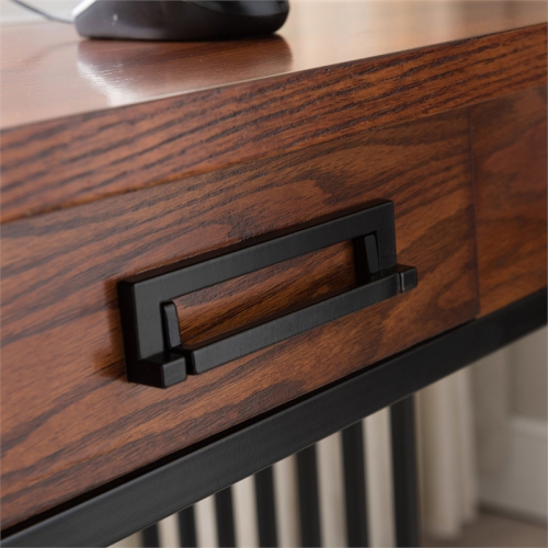 Leick Ironcraft Wood Coffee Table in Brown Burnished Oak