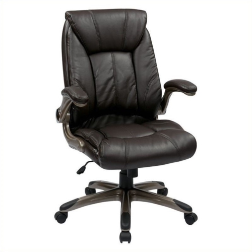 OFFICE STAR  Faux Leather Mid Back Managers Office Chair In Cocoa In Brown