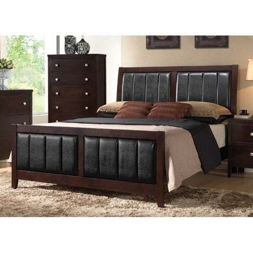 Coaster Carlton Upholstered Panel Transitional Bed - King - Cappuccino