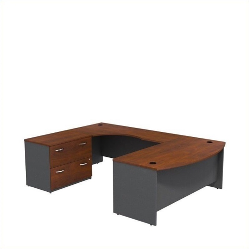 Series C 72" 2 Drawer Left U-Shaped Desk in Hansen Cherry - Engineered Wood