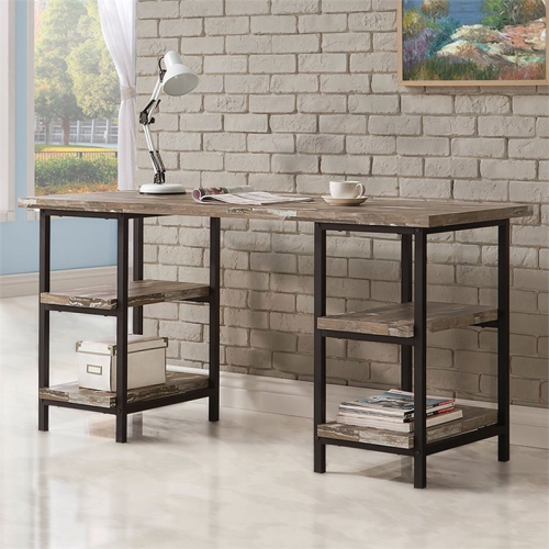 Coaster Skelton 4 Shelf Writing Desk in Salvaged Cabin and Black