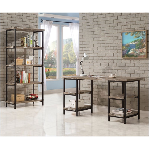 Coaster Skelton 4 Shelf Writing Desk in Salvaged Cabin and Black